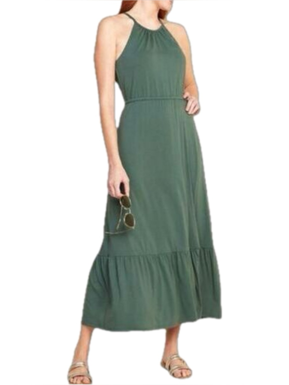 Old Navy High Neck Tiered Maxi Dress in Green